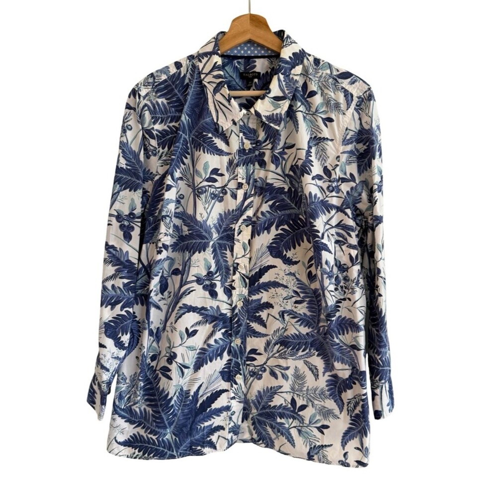 Talbots Womens Oversized Tropical Button Up Top Size 2X Coastal Grandma Preppy
